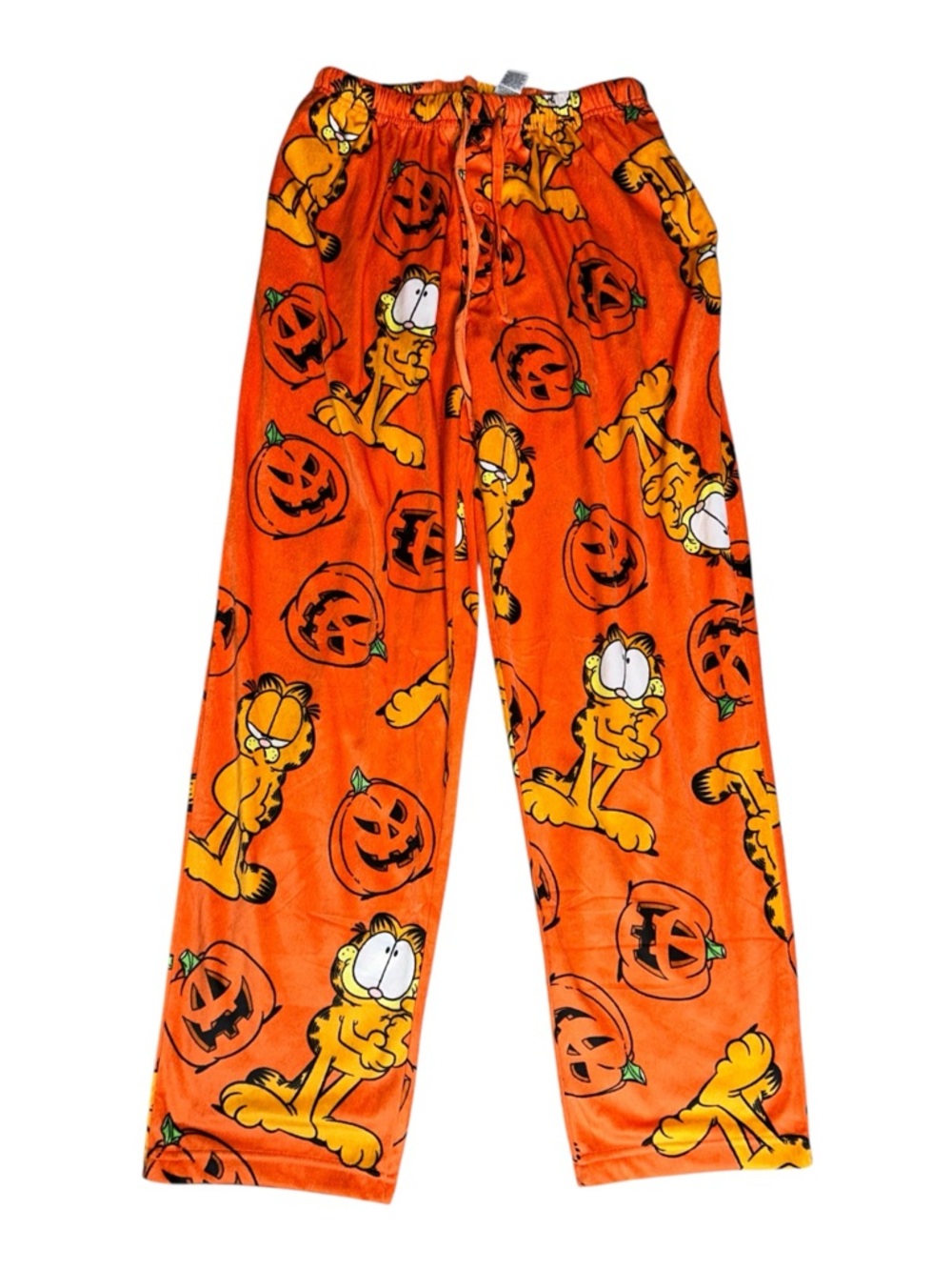 Nickelodeon Garfield Halloween Pajama Pants L Orange Pumpkin Fleece